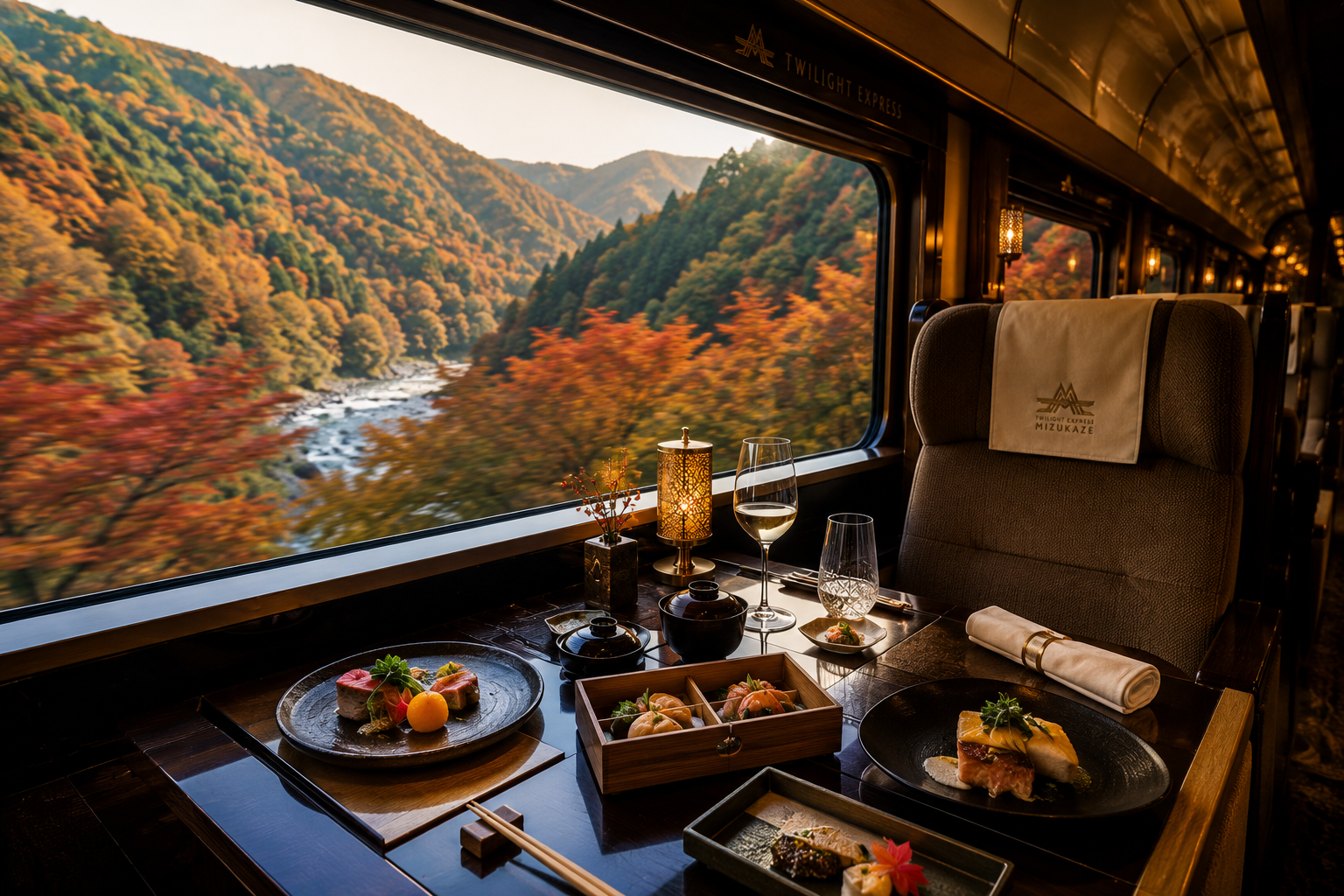 Train panoramique de luxe en automne